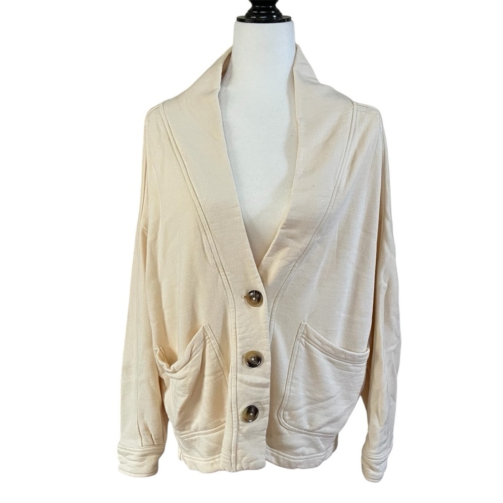 Ribbon luxe Cream Oversized Fleece Lined Cardigan US S